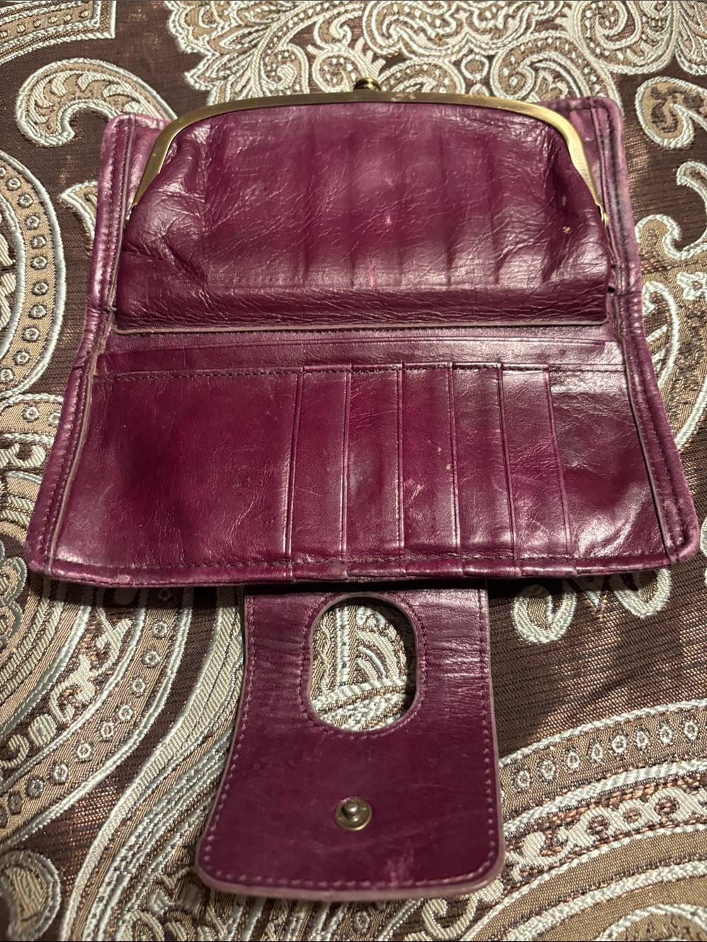 HOBO Plum Leather Wallet with Snap Closure - Picture 3 of 4